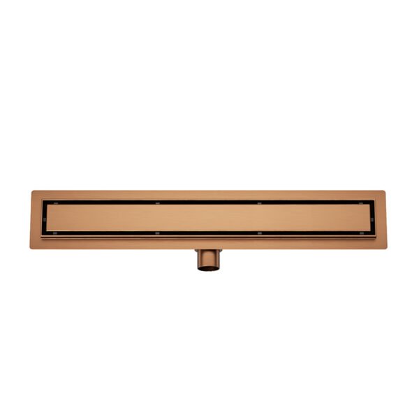 Douchegoot met flens en tegelrooster 70 x 7 cm geborsteld brons koper PVD