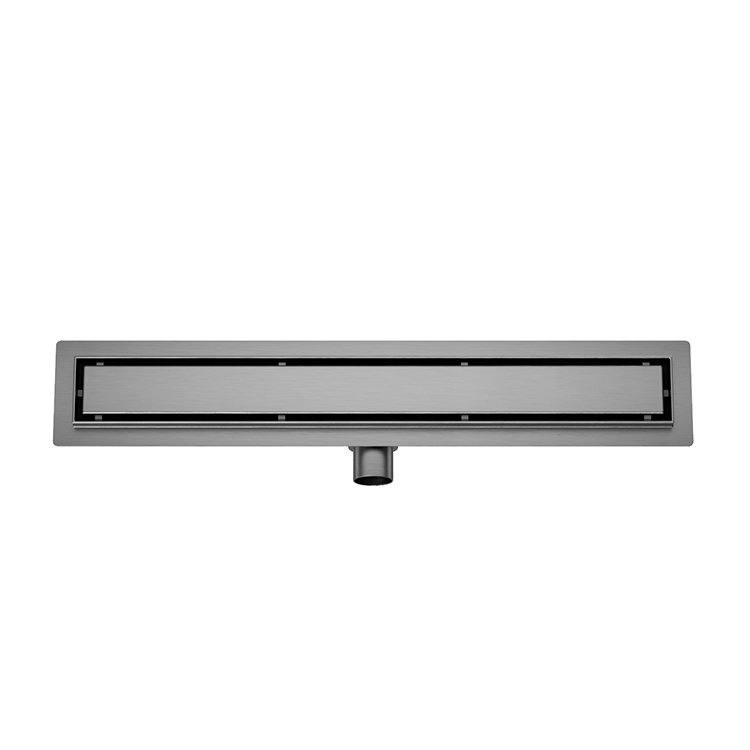 Douchegoot met flens en tegelrooster 100 x 7 cm gunmetal PVD