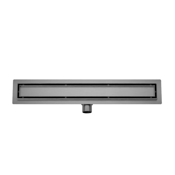 Douchegoot met flens en tegelrooster 100 x 7 cm gunmetal PVD - Douchegoten met rooster | Lapy