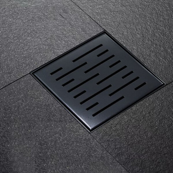 Doucheput met flens en zijuitlaat 20×20 cm mat zwart - Doucheputten | Lapy