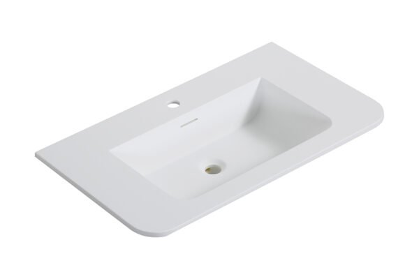 Laro wastafel enkel met 1 kraangat ronde hoeken 80 x 48 x 1,5 cm solid surface mat wit - Wastafels | Lapy