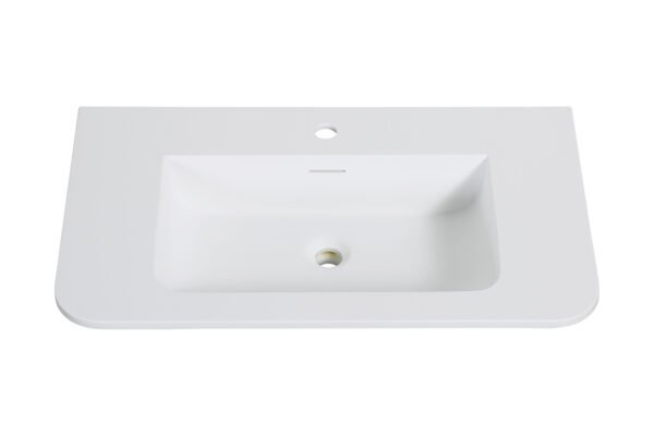 Laro wastafel enkel met 1 kraangat ronde hoeken 80 x 48 x 1,5 cm solid surface mat wit - Wastafels | Lapy