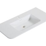 Laro wastafel enkel met 1 kraangat ronde hoeken 100 x 48 x 1,5 cm solid surface mat wit - Wastafels | Lapy