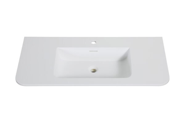 Laro wastafel enkel met 1 kraangat ronde hoeken 100 x 48 x 1,5 cm solid surface mat wit - Wastafels | Lapy