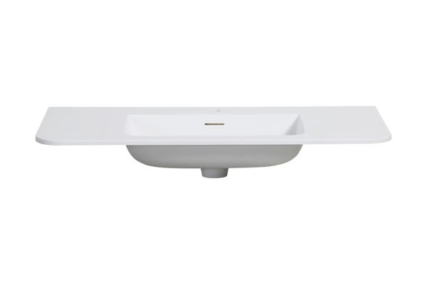 Laro wastafel enkel met 1 kraangat ronde hoeken 100 x 48 x 1,5 cm solid surface mat wit - Wastafels | Lapy