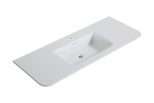 Laro wastafel enkel met 1 kraangat ronde hoeken 120 x 48 x 1,5 cm solid surface mat wit - Wastafels | Lapy