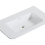 Laro wastafel zonder kraangat ronde hoeken 80 x 48 x 1,5 cm solid surface mat wit - Wastafels | Lapy