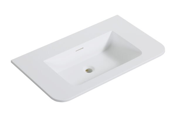 Laro wastafel zonder kraangat ronde hoeken 80 x 48 x 1,5 cm solid surface mat wit