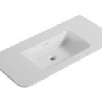 Laro wastafel zonder kraangat ronde hoeken 100 x 48 x 1,5 cm solid surface mat wit - Badkamermeubelen | Lapy
