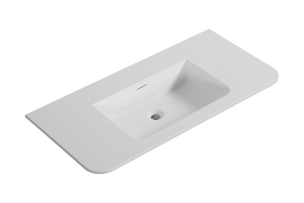 Laro wastafel zonder kraangat ronde hoeken 100 x 48 x 1,5 cm solid surface mat wit - Badkamermeubelen | Lapy
