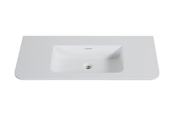 Laro wastafel zonder kraangat ronde hoeken 100 x 48 x 1,5 cm solid surface mat wit - Badkamermeubelen | Lapy