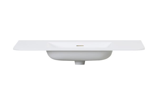 Laro wastafel zonder kraangat ronde hoeken 100 x 48 x 1,5 cm solid surface mat wit - Badkamermeubelen | Lapy