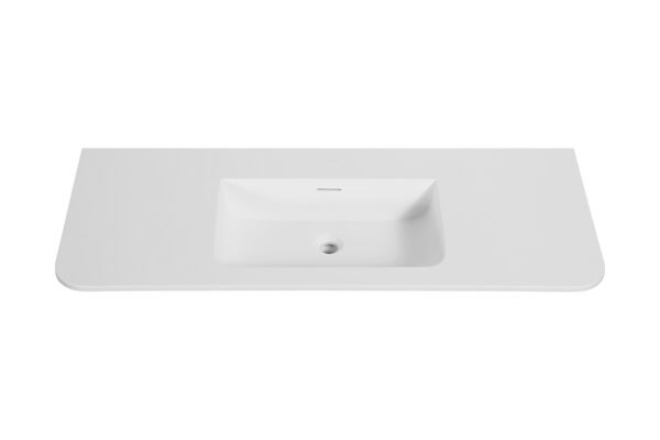 Laro wastafel zonder kraangat ronde hoeken 120 x 48 x 1,5 cm solid surface mat wit - Wastafels | Lapy