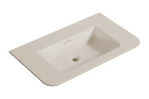 Laro wastafel zonder kraangat ronde hoeken 80 x 48 x 1,5 cm solid surface beige