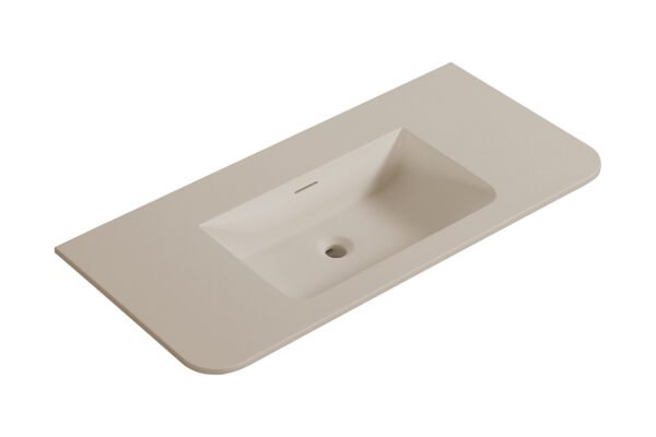 Laro wastafel zonder kraangat ronde hoeken 100 x 48 x 1,5 cm solid surface beige - Wastafels | Lapy