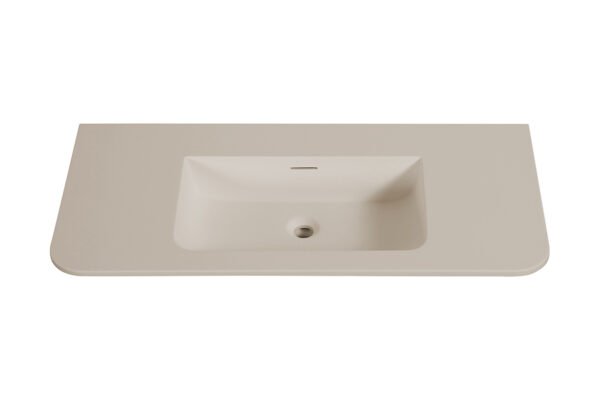 Laro wastafel zonder kraangat ronde hoeken 100 x 48 x 1,5 cm solid surface beige - Wastafels | Lapy