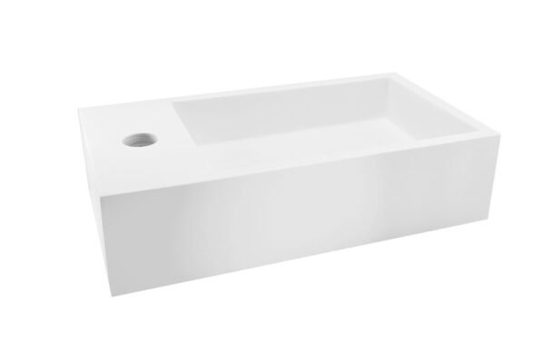 Lotte fontein links 40 x 22 x 10 cm solid surface mat wit - Fonteinen | Lapy