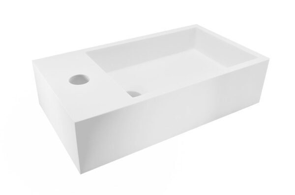 Lotte fontein links 40 x 22 x 10 cm solid surface mat wit - Fonteinen | Lapy