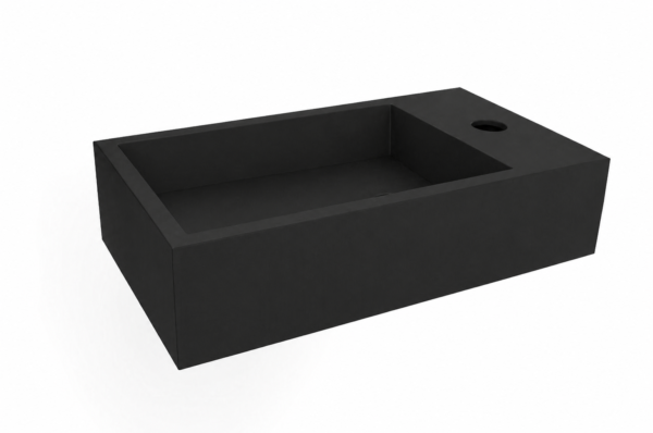 Lotte fontein rechts 40 x 22 x 10 cm solid surface mat zwart - Wastafels | Lapy