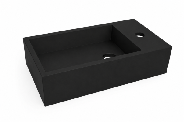 Lotte fontein rechts 40 x 22 x 10 cm solid surface mat zwart - Wastafels | Lapy
