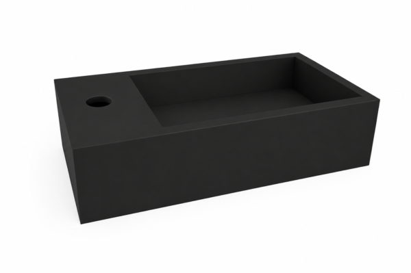 Lotte fontein links 40 x 22 x 10 cm solid surface mat zwart - Wastafels | Lapy