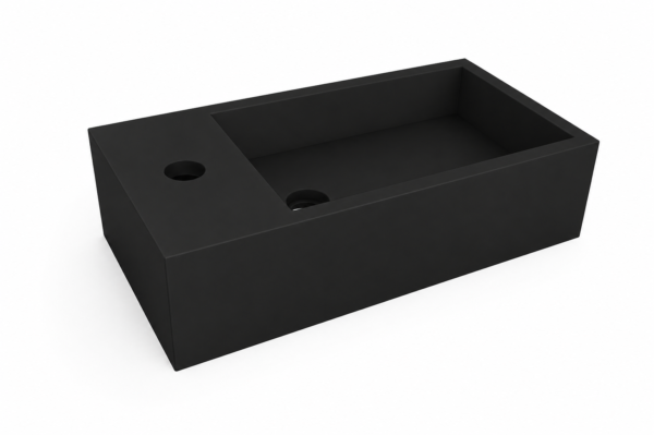 Lotte fontein links 40 x 22 x 10 cm solid surface mat zwart - Wastafels | Lapy