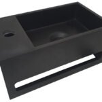 Julia fontein links 35 x 20 x 16 cm solid surface mat zwart - Fonteinen | Lapy