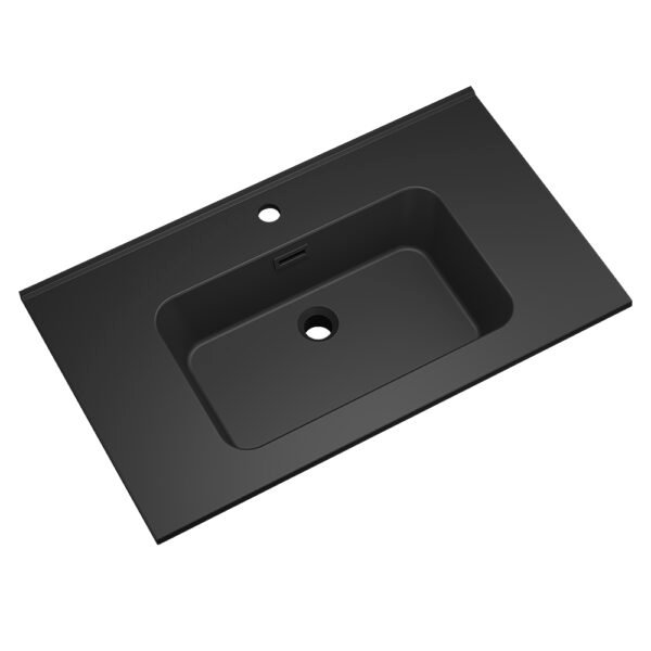 Ribbella wastafel 80 cm kunstmarmer mat zwart - Meubelwastafels | Lapy