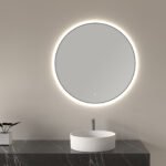 Novi spiegel rond met LED, dimbaar 80 cm mat zwart - Spiegels met verlichting | Lapy