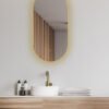 Nomi spiegel met lijst ovaal met LED, dimbaar en spiegelverwarming 50 x 100 cm goud - Spiegels met verlichting | Lapy