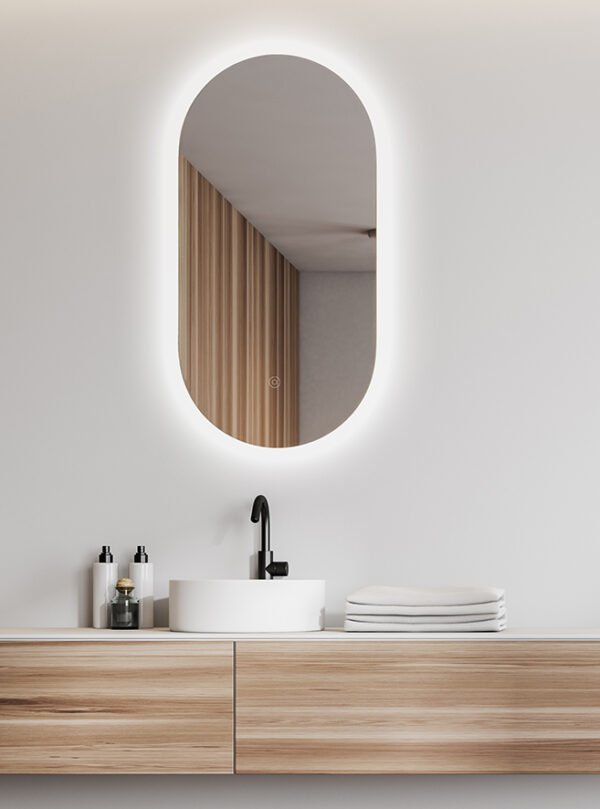 Lumia spiegel ovaal met LED, dimbaar en spiegelverwarming 50 x 100 cm - Spiegels met verlichting | Lapy