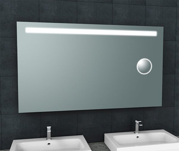 Tigris spiegel rechthoek met LED en scheerspiegel 140 x 80 cm - Spiegels met verlichting | Lapy
