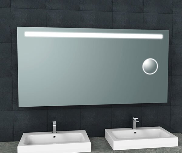 Tigris spiegel rechthoek met LED en scheerspiegel 160 x 80 cm - Spiegels met verlichting | Lapy
