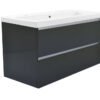 Vision onderkast met 2 laden 100 x 46 cm hoogglans grijs - Wastafelkasten | Lapy