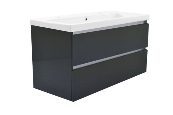 Vision onderkast met 2 laden 100 x 46 cm hoogglans grijs - Wastafelkasten | Lapy