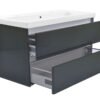 Vision onderkast met 2 laden 100 x 46 cm hoogglans grijs - Wastafelkasten | Lapy