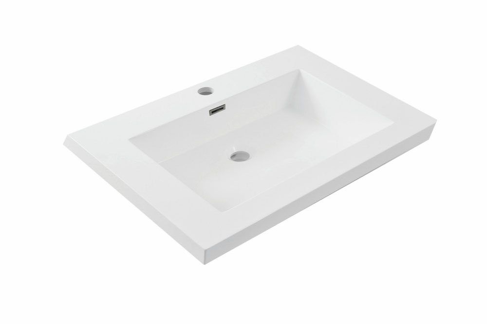 Vision wastafel enkel met 1 kraangat 60x46x5,5 cm kunstmarmer glans wit