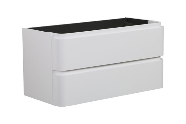 Novira onderkast afgeronde hoeken met 2 laden 1 uitsparing 100 x 48 cm mat wit - Badkamermeubelen | Lapy