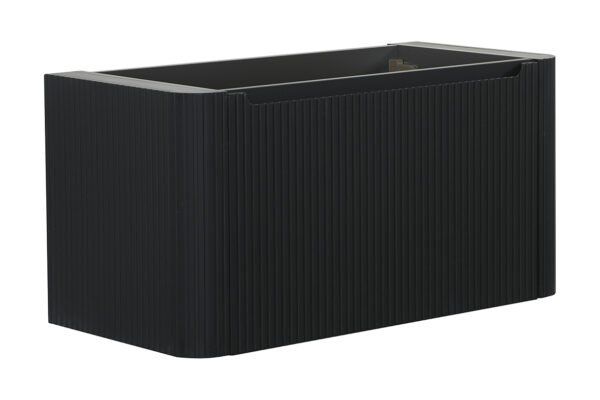 Sulora onderkast afgeronde hoeken geribbeld met 1 lade 1 uitsparing 100 x 48 cm mat zwart - Badkamermeubelen | Lapy