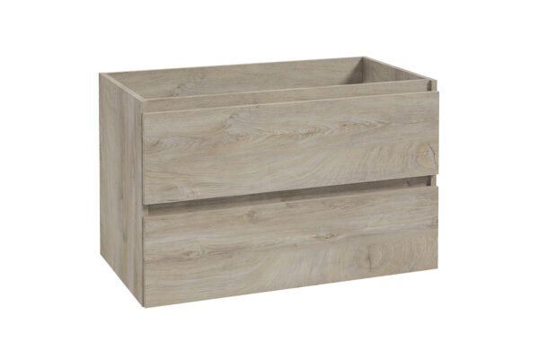 Alvara onderkast met 2 laden 1 uitsparing 80 x 46 cm grijs eiken - Badkamermeubelen | Lapy