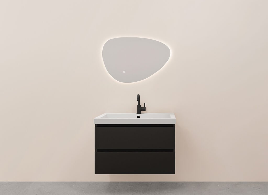Alvara onderkast met 2 laden 1 uitsparing 100 x 46 cm mat zwart