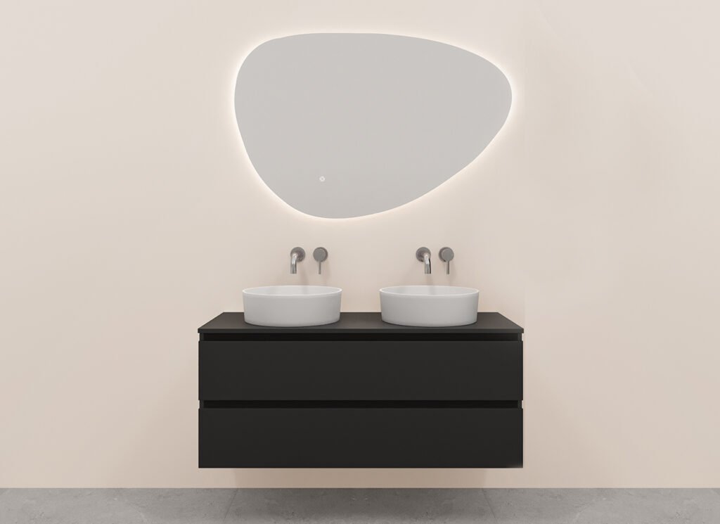 Alvara onderkast met 2 laden  2 uitsparingen 120 x 46 cm mat zwart