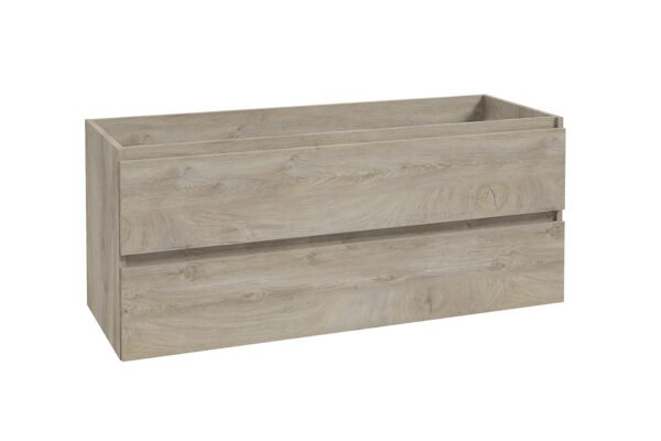 Alvara onderkast met 2 laden 2 uitsparingen 120 x 46 cm grijs eiken - Badkamermeubelen | Lapy