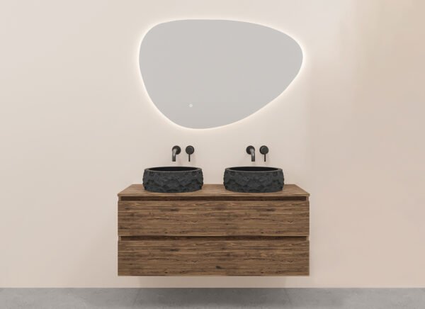 Alvara onderkast met 2 laden 2 uitsparingen 120 x 46 cm warm eiken - Badkamermeubelen | Lapy