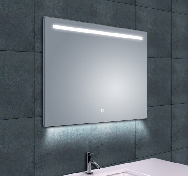Ambi one spiegel rechthoek met LED, dimbaar en spiegelverwarming 80 x 60 cm - Spiegels met verlichting | Lapy