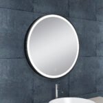 Maro spiegel rond met LED, dimbaar en spiegelverwarming 60 cm mat zwart - Spiegels met verlichting | Lapy