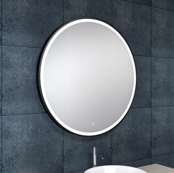 Maro spiegel rond met LED, dimbaar en spiegelverwarming 80 cm mat zwart - Spiegels met verlichting | Lapy
