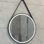 Cinto spiegel rond met band, LED, dimbaar en spiegelverwarming 60 cm mat zwart - Spiegels met verlichting | Lapy
