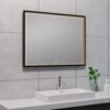 Avi spiegel rechthoek met LED, dimbaar en spiegelverwarming 80 x 60 cm mat zwart - Spiegels met verlichting | Lapy
