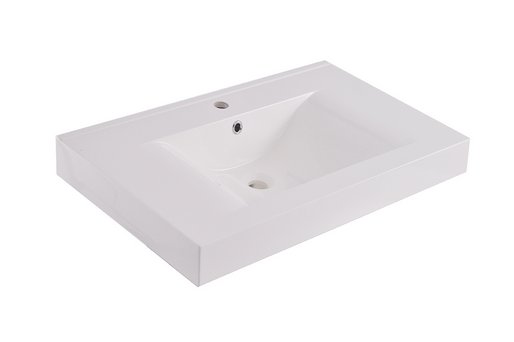 Tigris wastafel enkel met 1 kraangat 60x46x8 cm kunstmarmer glans wit
